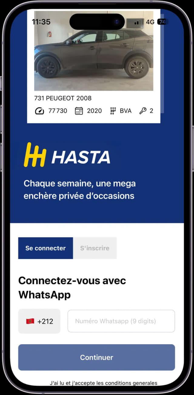 Hasta app signup preview